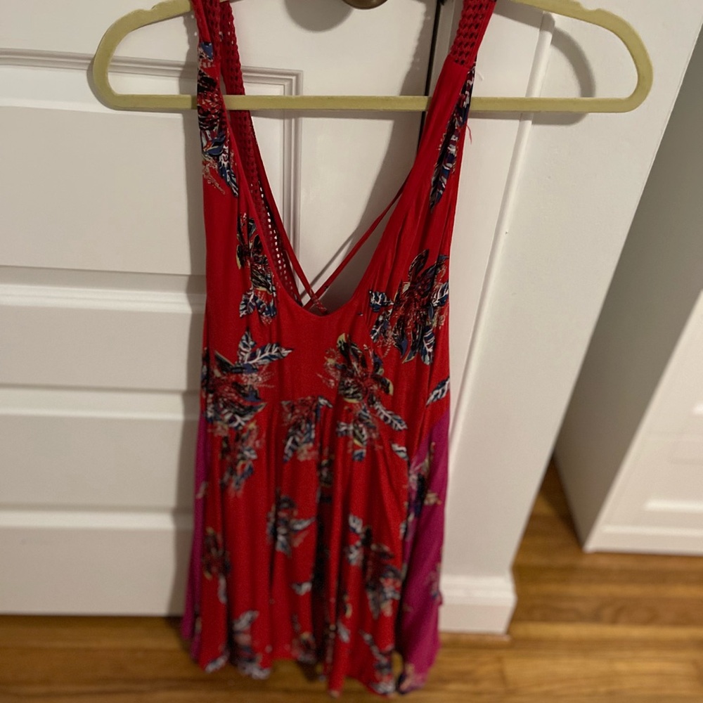 Red and Pink Floral Sleeveless Free people dress